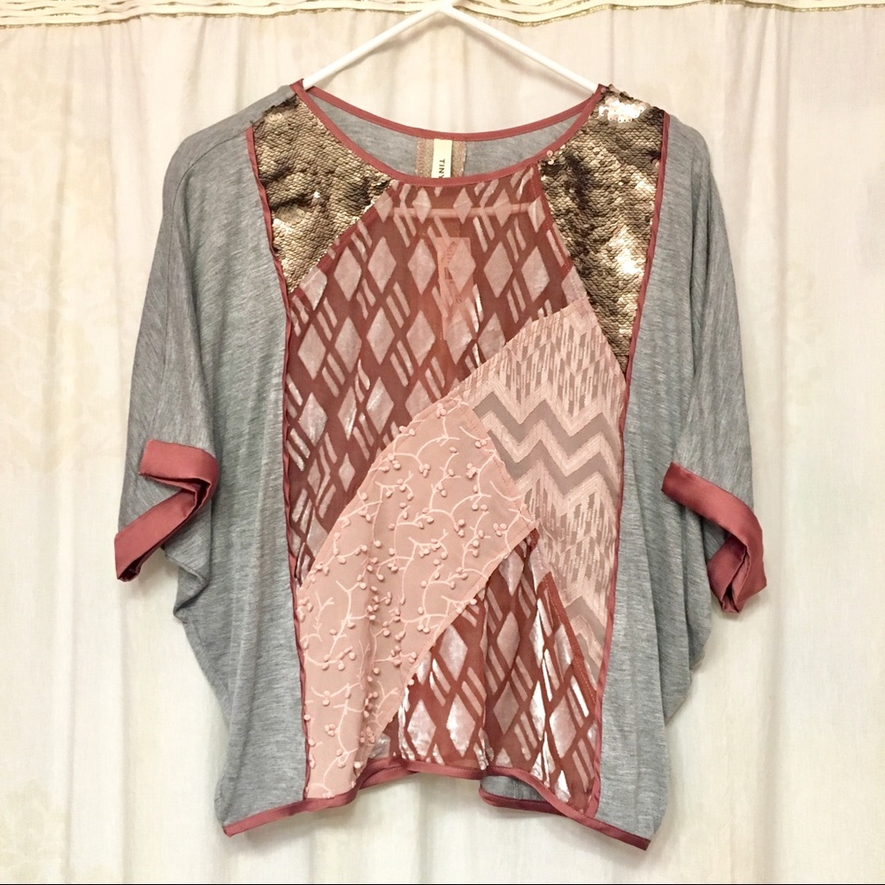 Anthropologie mixed textiles top